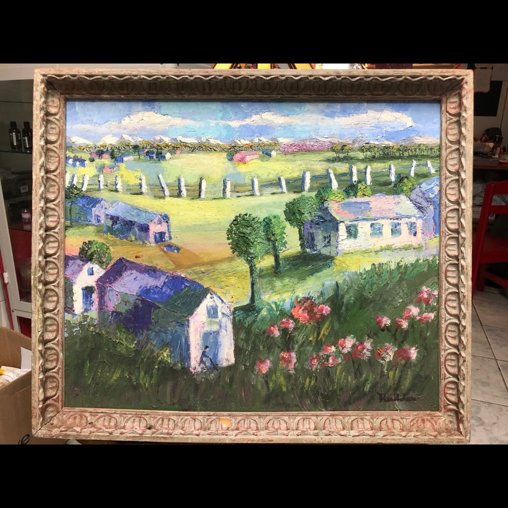 Antique oil painting on board